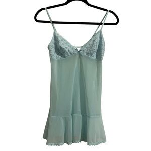 VICTORIAS SECRET Angel Blue Mesh Eyelet Chemise Y2K Mermaid Fairy Festival Small